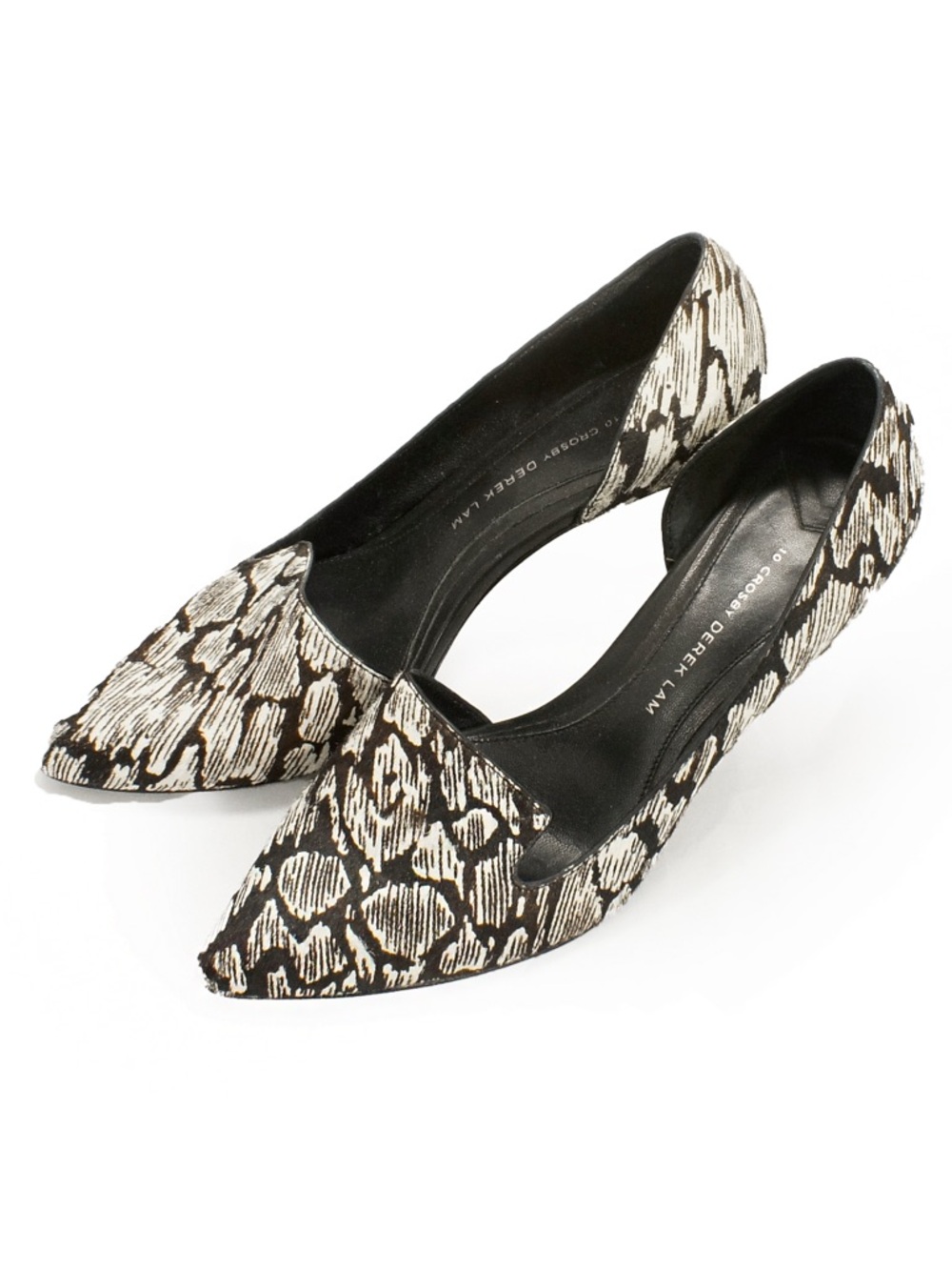 10 Derek Crosby Lam Abstract Animal Print Calf Pony Hair D’Orsay Pump Heels - Picture 3 of 8